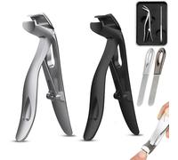 Clipdoc Max Toe Nail Clipper, Clipdoc Max Nail Clippers, Wide Jaw Opening Anti-Splash Slanted, Ultra Sharp Stainless Steel (Mix,2 Pcs)