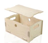 clipfritz - set de 1 - Cajas de madera con tapa - Natural - 29x19x14 cm- Cestas almacenaje - Cesta apilables, decorativa - Cofre almacenamiento para regalo, manualidades, multiusos, recuerdos, fruta