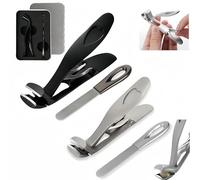 Clipmaster-Pro, Sherums Clipmaster-Pro, Sherums Nail Clipper For Seniors, Large Angled Head Toenail Clippers With Wide Opening, Ergonomic Angled Head Senior Toenail Clipper (Silver+Black)