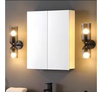 CLIPOP Armario de Espejo de baño, montado en la Pared, Puerta de Espejo gabinete de Pared con 2 estantes Ajustables para Dormitorio, Sala de Estar, baño e Inodoro