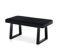 CLIPOP Banco de Terciopelo de 100cm, Banco Tapizado con Patas de Metal, Salón, Dormitorio, Entrada, Comedor (Negro)