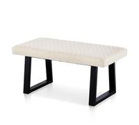 CLIPOP Banco de Terciopelo de 100cm, Banco Tapizado con Patas de Metal, Salón, Dormitorio, Entrada, Comedor (Crema)