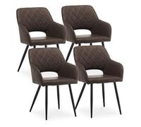 CLIPOP Juego de 4 Sillas de Comedor, Sillas de Cocina de Cuero PU con reposabrazos y Patas de Metal, Sillas de salón para Comedor, Dormitorio y despacho (2, PU-marrón)