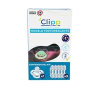 CLIPP Kit - Chupete de destete Fosforescente + 5 anillas para retirada progresiva + instrucciones - Destete por etapas, fácil y suave - Dispositivo patentado - Fabricado en Francia - 2 años