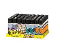 Clipper Bandeja de 48 Mecheros Reutilizables Coleccion Original Winter Postcards Recargable, Piedra de Encendido Sustituible, Ideal para Uso Personal o Negocios (U)