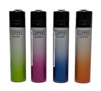 Clipper Encendedores clásicos de colores metálicos con degradados FLINT - 4 mecheros metálicos de la colección iHATS LONDON UK