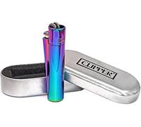 Clipper - Mechero de metal sólido encendido de piedra con acabado cromo cepillado