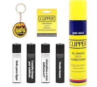 Clipper Pack Clipper Pack: 4 Mecheros Diversos Surtidos Bonitos Baratos + Gas 300ml + 9 Piedras + Llavero Hibron Gratis 1-10003-12