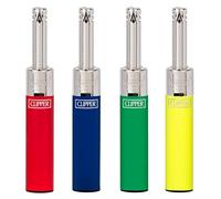 Clipper - Pack de 4 Mecheros Electricos en Colores Variados con Mini Tube | Recargables de Gas | Diseño icónico Clipper | Ideal para Encender Velas (Rojo, Azul, Verde, Amarillo)