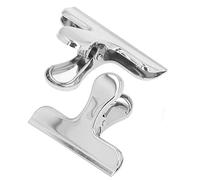 Clips Bulldog Fuerte Fuerza de Sujeción Inoxidable Resistente Durable Superficie Brillante para Organizar Fotos Papeles Recetas Tareas y Suministros de Oficina Material de Hierro (carpeta plateada)