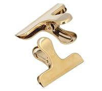 Clips Bulldog Fuerte Fuerza de Sujeción Inoxidable Resistente Durable Superficie Brillante para Organizar Fotos Papeles Tareas y Suministros de Oficina Material de Hierro 2 Piezas (carpeta dorada)