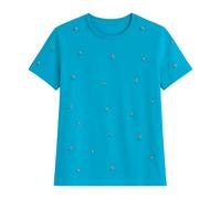 Clips - Camiseta de algodón azul claro bordada - Tops - Mujer - Azul - M -