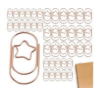 Clips con fantasía - 50 unidades con forma de estrella de metal dorado, clips decorativos moldeados - Para la casa, la oficina, la escuela, los documentos, el dibujo, el papel y las fotos