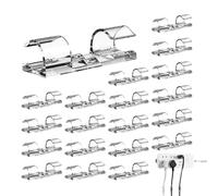 Clips de alambre autoadhesivos: organizador de cables transparente en un juego de 20 para una gestión ordenada de los cables, abrazaderas transparentes con fuerte adherencia, ideal como soporte para