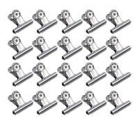 Clips de bisagra de metal grandes, 20 unidades, 2 pulgadas, plateados, bulldog con orificio para colgar, clips fuertes para papel, fotos, recetas, billetes, oficina, escuela, hogar