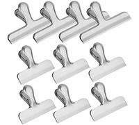 Clips de Bolsa de Acero Inoxidable, 10pcs Pinzas de Bolsa Clips de Cerrar Alimentos, Clips de Bisagra Sello Hermético para Pan de Café, Oficina Cocina Hogar (4 Grandes y 6 Pequeños)