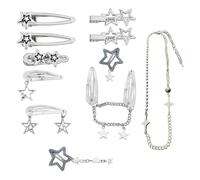 Clips De Cabello De Estrella De 10 Piezas Y Collar De Estrellas De 1 Pie