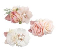Clips de cabello de flores de 3pcs 2.4-2.8 pulgadas clips de cabello de tela realista para mujeres y niñas accesorios de moda decorativos para festionas diarias.
