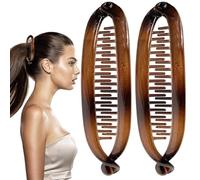 Clips de cabello de plátano para mujeres, linda para el cabello de plátano - Clips de doble cabello soportes de cola de caballo Barrettes | 2x Classic Strong Hold Hold Accessorios de estilo no desliza