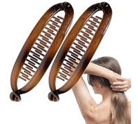 Clips de cabello de plátano para mujeres, linda para el cabello de plátano, Doble clip de plátano Barrettes Claw Bocker Combs, 2x accesorios de peinado de estilo clásico y sin deslizamiento para un pe