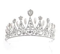 Clips de cabello hoja plateada perla dhinestone reina princesa diadem bride tiara y tocado de corona cabello para bodas nudiestas