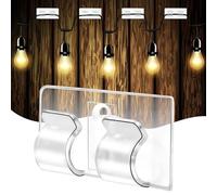 Clips de Cable Autoadhesivos, 60Pcs Clips de Alambre Adhesivos Adhesiva Clips Decorativos de Luces, Clips para Cables Soportes para Cables para Cable de USB, Navidad y Luces de Hadas - Gancho Doble
