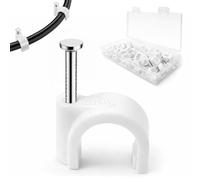 Clips de cable de 10 mm, 60 unidades, clips de alambre fuertes, duraderos, blancos, redondos, para cables de pared, para cable Ethernet, línea telefónica, TV, cable USB