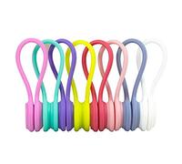 Clips de Cable Magnetico, Paquete de 8 Lazos de cable de sujeción reutilizables Correas Ajustables de la Torcedura de Goma de la Gestión del Cable de las Correas para Auriculares Cables USB