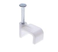 Clips de Cable Plano 100 Piezas Abrazadera 9mm para Cable Grapas con Clavos de Acero Incorporados Clips de pared Eléctrico para Oficina/Hogar Compatible con Cat 5 5e, 6 6a, 7 | 6P4C 8P8C | RJ11 RJ45