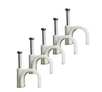 Clips de cable redondos blancos con clavo de fijación K-Type 50pcs (14mm), Grapas Sujeta Cables