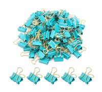 Clips de carpeta, mini clip de papel, abrazaderas de papel pequeñas de 15 mm, paquete de 100 clips de oficina de tamaño micro para hogar, escuela y negocios (azul-verde)