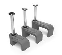 Clips de Clavo Gris Plano de 12mm (Paquete de 100) Clips de Alambre para Organizar Cables Eléctricos, Cat 5/6 / 7, 6P4C 8P8C, Rj11 Rj45 Teléfono, Red de Parche Plano Óptico Ethernet Internet