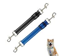 Clips de collar de perro de 2 piezas, collar reflectante de nylon ajustable con conector de seguridad, collar de respaldo para mascotas, negro y azul
