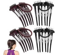 CLIPS DE COMBRA DE CAPA 4 PCS 2.56x3.35 pulgadas Peine con bandas de cabello de banda elástica Bulga de cola de caballo impermeable para peinados