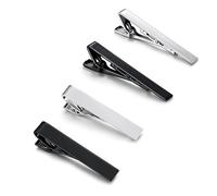 Clips de corbata, 4 piezas de cobre metal para hombre, barra de corbata premium con clip de pellizco clásico para corbata, juego de alfileres para camisa/boda/aniversario/negocios/fiesta/reunión/bar