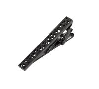 Clips de corbata mate for hombres, barra geometría Irregular ahuecada Color negro acero inoxidable, boda negocios