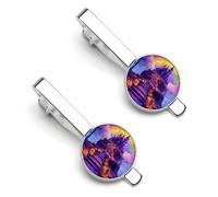 Clips de corbata para hombre, diseño de calabazas de Halloween, casa encantada, arco iris, para corbata, para negocios, boda, regalos, 5,5 x 2,2 cm, 5.5x2.2cm, aleación, No es una piedra preciosa