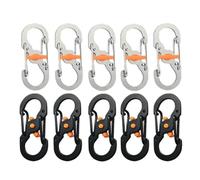 Clips de cremallera Clips de cremallera antirrobo 50 Uds. Cerraduras cable tipo S con bloqueo Mini ganchos for llavero for mochila(Black)