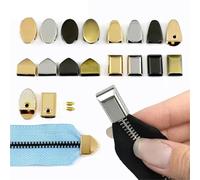 Clips de cremallera Tope de cremallera 50 Uds Meetee cremalleras Metal clip trasero cabeza tapón con tornillo bolsa cartera bolso cierre extremo(H4-3-Brass)