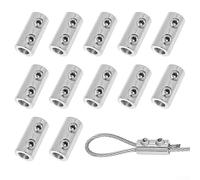 Clips de cuerda de alambre de cobre, paquete de 12 abrazaderas de cable para cuerda de acero de 5 a 2 mm, abrazaderas de bloqueo ajustables antideslizantes para tendedero, proyectos de bricolaje