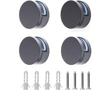 Clips de espejo, clip de cristal flotante de aleación de zinc, soporte redondo para espejos montados en la pared, espejo de baño, soporte para espejo de baño, montaje fijo, color negro, (4 piezas)