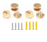 Clips de espejo, clip de vidrio flotante de latón grueso - Soporte redondo para espejos de pared - Espejos de baño de apoyo para espejo de hoja de ajuste fijo dorado - (4 piezas)