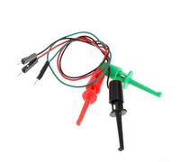Clips de gancho para transistores - Paquete de 6 sondas de gancho - Equipo de prueba electrónico rojo y verde con cable de 20 cm - Compatible con probador de transistores