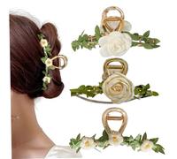 Clips de garra de cabello 3pcs clips de garra de flor sin deslizamiento para cabello grueso metal de sostén fuerte de sostenimiento de mordazas para mujeres niñas