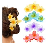 Clips de Garras de Flores,4 piezas Flor del Pelo Clips Garra Hawaiian Flower Hair Clip agarre fuerte para cabello medio grueso para mujeres y niñas