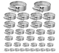Clips de manguera, 36 piezas Surtido de abrazaderas de manguera de acero inoxidable con rango ajustable de 6-51 mm 8 tamaños para tubería de agua familiar, tanque de gas, tubería de automóvil,