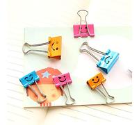 Clips de papel con carita sonriente - Paquete de 40 mini clips de metal plegables de 19 mm con una linda carita sonriente hueca para fotos,