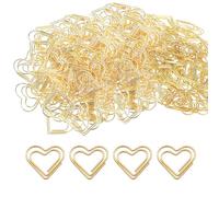 Clips de papel con diseño de corazón, 100 unidades, pequeños, con forma de corazón, color dorado