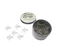 Clips de papel con forma de avi n de Butler in the Home, 100 unidades, regalo de oficina - Lata redonda con tapa - (Plateado)