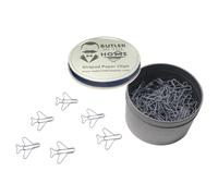 Clips de papel con forma de avi n de Butler in the Home, 100 unidades, regalo de oficina - Lata redonda con tapa - (gris)